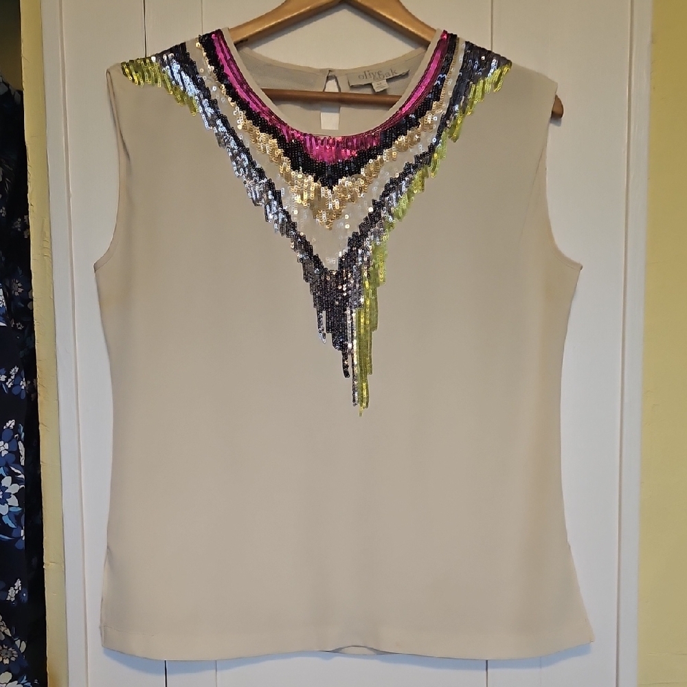 Olive & Oak Sequin Blouse Sz M